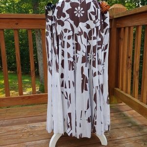 Maxi skirt white with brown abstract floral